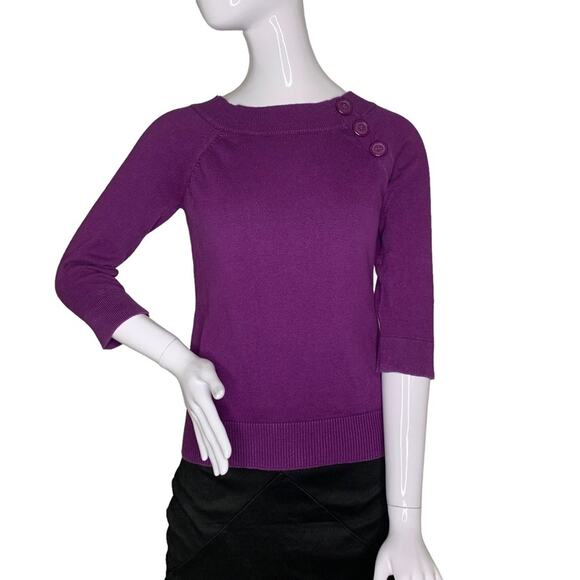 Loft Ann Taylor Women Top Pullover Plum Size S 3/4 Sleeve - Picture 1 of 7